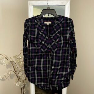 LOFT Women's Button Down Plaid Shirt